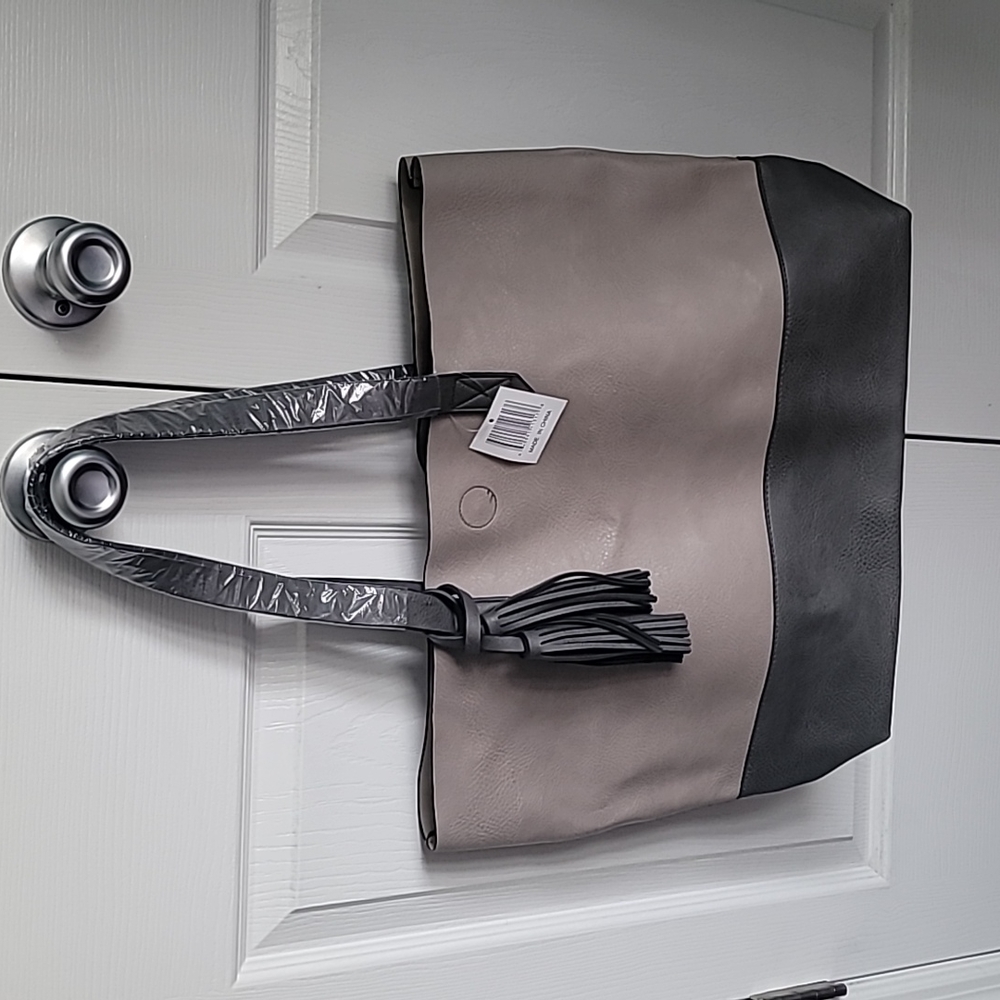 Roomy tote light gray and dark gray